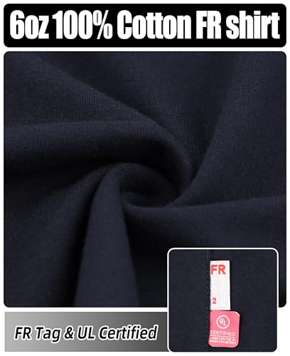 Image of TICOMELA FR Flame Resistant T-Shirts 6oz with Reflective Tape, NFPA2112 | High Visibility 100%Cotton Work Shirts, Lightweight & Breathable, Durable Reflective Trim