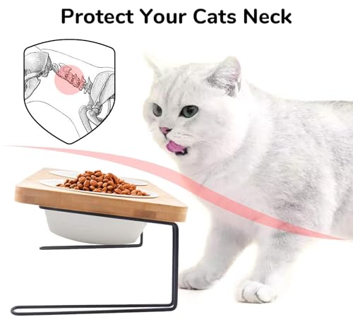 FUKUMARU-Elevated-Cat-Ceramic-Bowls-Small-Dog-15-Tilted-Raised-Food-Feeding-Dishes-Solid-Bamboo-Water-Stand-Feeder-Set-for-Cats-and-Puppy FUKUMARU Elevated Cat Ceramic Bowls, Small Dog 15° Tilted Raised Food Feeding Dishes, Solid Bamboo Water Stand Feeder Set for Cats and Puppy - Image 5