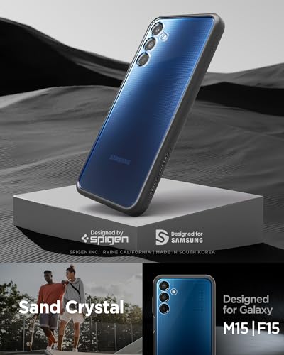 Image of Spigen Essential Sand Crystal | Samsung Galaxy M15 5G /F15 5G Case [Transparent] [Black Bumper] Galaxy M15 5G /F15 5G Back Cover | TPU+PC - Matte Black