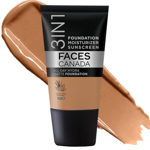 Image of FACESCANADA Cream All Day Hydra Matte Foundation - Mini | 3in1 Foundation + Moisturizer + SPF 30 | 24 HR Aloe Hydration & Vitamin C | 10HR Wear | Medium to High Buildable Coverage | Warm Sand (18 ml)