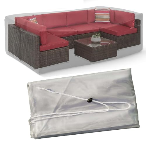 Housse mobilier extérieur anti-UV bâche transparente étanche avec cordon de serrage