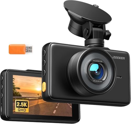 iZEEKER 2.5K Dash Cam, 1440P QHD Car Camera with 3" IPS Display, ...