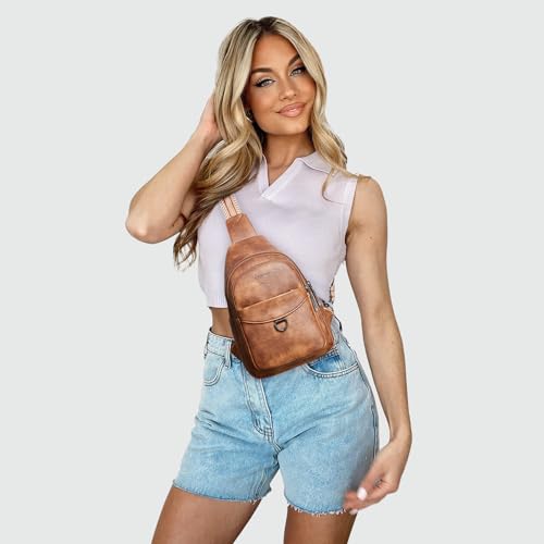 Image of LATMAP 7L Sling Bag for Women Men Crossbody Belt Bag Small Travel Sling Backpack Anti Theft Chest Daypack Purse Faux Leather