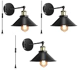 Wall Sconces Lighting, Vintage Industrial Wall Lamp with Plug in Cord On/Off Switch, Swing Arm Wall
