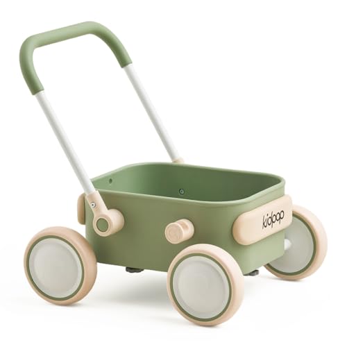 PULA Baby Push Walker with Wheels Toddler Wagon for First Learner Baby Toys 6-12 Months, 1 Year Old Birthday Gifts, Indoors and Outdoors (Green)