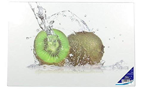 Glass Chopping Cutting Board Worktop Saver Fruit Vegetable Kitchen Food Board - 4 Lovely Designs to choose APPLE, ORANGE,KIWI,LIME (KIWI DESIGN)