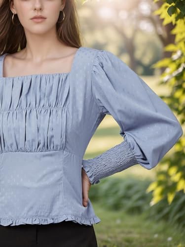 Image of Rare Women Casual Blue Colour Square Neck Solid Regular Top
