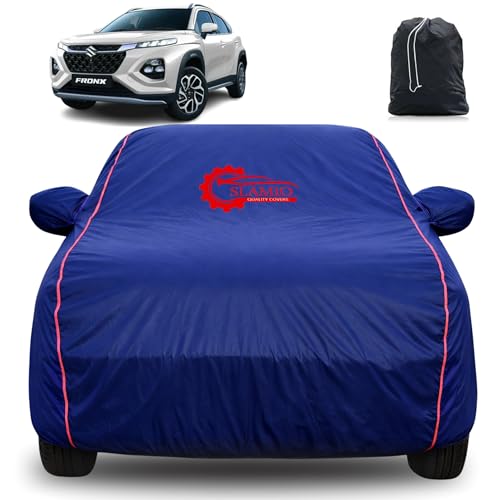 Image of 100% Waterproof Car Cover for Maruti Suzuki Fronx 2023-2026 Model | All-Weather, Dustproof & UV Protection | Heavy-Duty 3-Layer Fabric | Custom Fit with Mirror & Antenna Pocket | Navy Blue