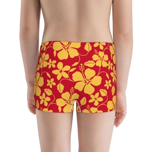 Boys' Cotton Boxer Brief Soft Underwear-Red Vintage Flowers3
