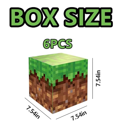 Image of Bexlora 6 Pcs Gaming Party Boxes Birthday Party Decorations, 7.5 Inch Video Game Centerpieces Boxes for Boys Gaming Birthday Party Decor Supplies (Green)