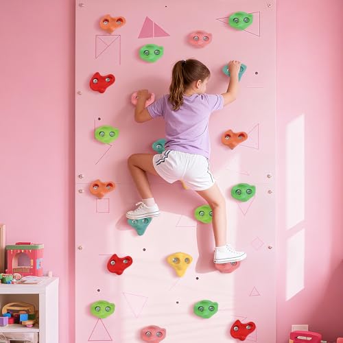 SREHRLY 20 PCS Large Climbing Holds for Kids, Extra Large Climbing Rock Grips, Adult Rock Wall Holds Climbing Kit with Hardware for Indoor and Outdoor Climbing Wall Holds(Pastel Color)