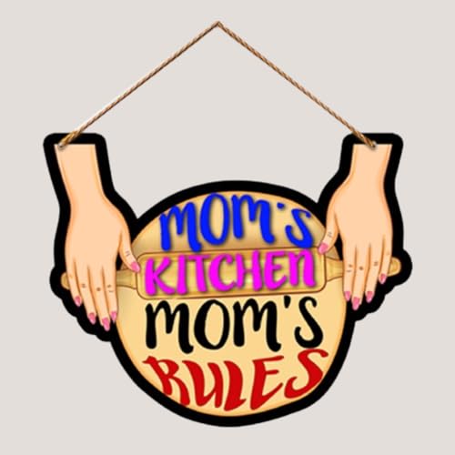 Image of PNF Poster And Frames MOM'S KITCHEN MOM'S RULES Wall art & Door Hanging Frame For Kitchen, Dining, restaurants Decor | Walland home Decor for Living Room | Room Decor Wall Decor Items For Bedroom | decoration (Wooden, 11x9 Inch,brown)-47-3