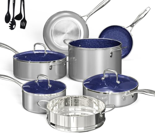 Image of Deluxe DUXANO 14PC Healthy Pots and Pan With 9H Anti-scratch Coating, 2-Layer Non-Stick Ceramic&PFAS Free, Sensitively&Evenly Induction Cooking, Enhanced Flavor with Infrared Cookware, Dishwasher Safe