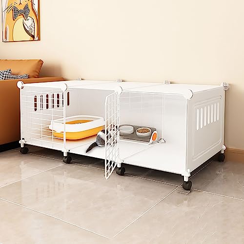猫ケージ 屋内 猫 囲い DIY 猫 ベビーサークル 取り外し可能な犬小屋 車輪付き小動物ケージ 大型運動場所 1-3匹の猫に最適 (サイズ:105x45x40cm)