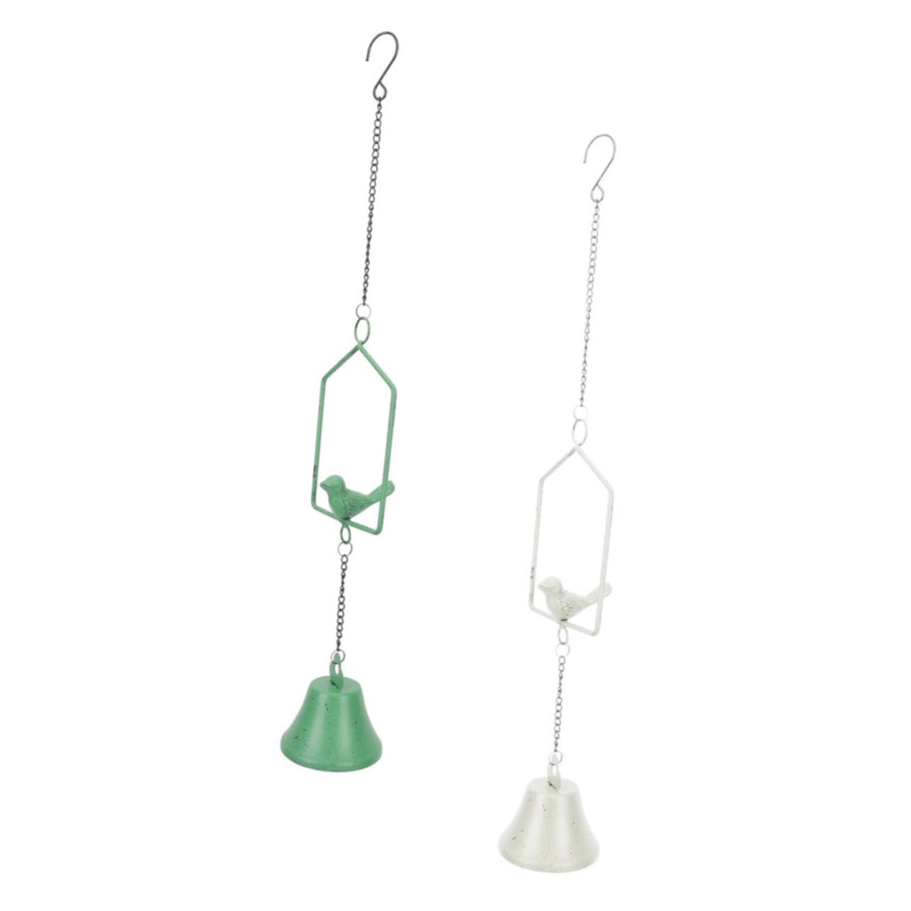 Campanello a Vento Decorativo con Motivo Volatile in Ferro 2 Pezzi
