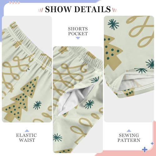 Boys' Pants Christmas Tree Doodle Winter Green Long Bottoms Jogger Pants Elastic Waist Trousers with Pockets S-XL4