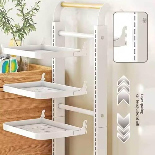 Pot Lid Holder Rack with Microwave Stand - Space-Saving Kitchen Organizer with 4 Boards & 3 Baskets for Efficient Storage and Easy Access