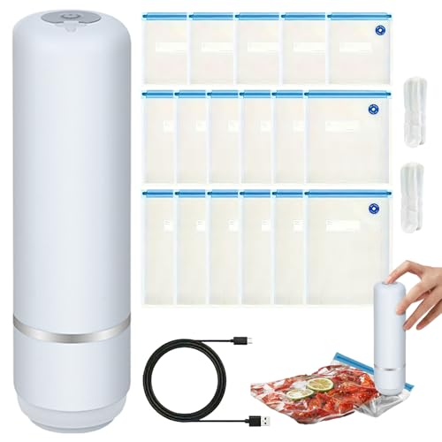 Food Vacuum Sealer,Mini Sealing Tool With 15 Reusable Bags Compact And Portable,Food Vacuum Sealer Machine | Multi-Scenario For 