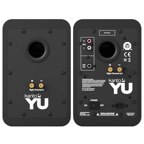 Image of Kanto YU 140W Powered Speakers with Bluetooth 4.2 and RCA Input | Features Signal Detection and Auto Stand-by | Remote Included | Pair | Matte Black