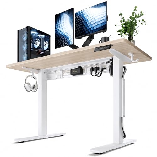FEZIBO Plus Standing Desk 48 x 24 Inch, Height Adjustable Desk with 8th Reinforce Frame Design and Cable Management Structure, Memory Buttons, Sit Stand Desk, Home Office Table, Aurora Walnut by FEZIBO - Used condition - CA$165.59