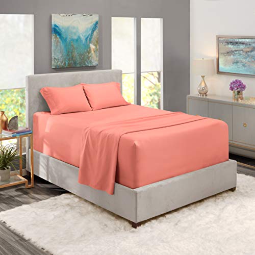 Image of Extra Deep Pocket Fitted Sheet - 4 Piece Sheet Set - Super Deep Pocket - Ultra Deep Pocket Sheets - Deep Fitted Sheets Set - 54 x 75 inches - Extra Deep Pocket Full Size Sheets - Misty Rose