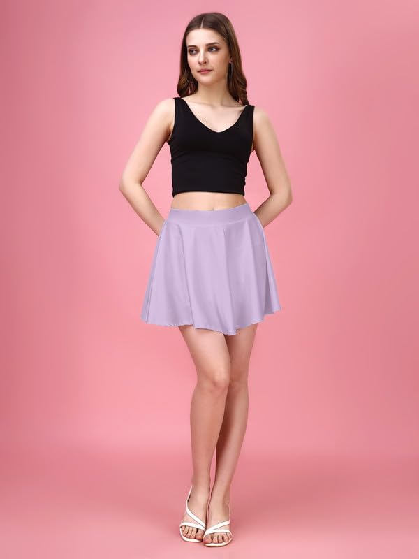 Image of TRENDMALLS Girl's /Women's Classic Stretchy All Time Trendy Mini Skater Knee Length Solid Skirt Women Girls