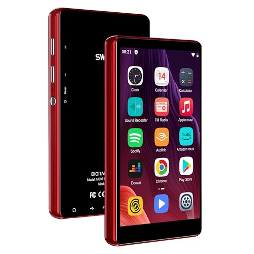 Image of SWOFY 80GB MP3 Player with Bluetooth and WiFi, 4 inch Full Color Touch Screen MP4 Music Player Red