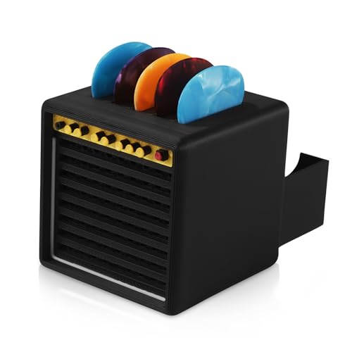 YUFFQOPC Guitar Plektrum Halter mit Aufbewahrungsbox, Amp Geformt Guitar Picks Holder Box mit 5 Plektrum 0,96mm, Praktisches Gitarren Zubehör für Musiker Und Gitarristen
