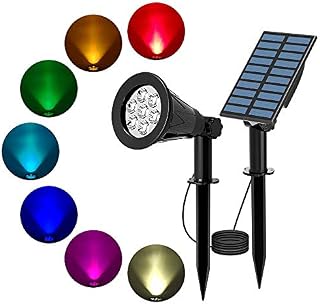 T-SUN Solar Spotlights, Color-Changing 7 LED Waterproof Outdoor Garden Wall Lights, Auto-on/Off, 180 Angle Adjustable Landscape Light, Separately Installed for Outdoor/Indoor.