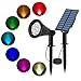 Produktbild T-SUN 7 LED Solarstrahler Solarleuchten, 2-in-1 Wasserdicht Solar Gartenleuchten Solarlampe Außen Wandleuchte mit 3M Kabel, 7 Farbwechsel Gartenbeleuchtung(Lange Drücken Sie 3s, um einzuschalten)