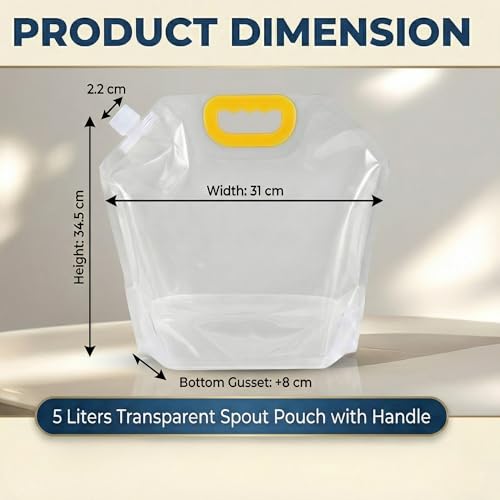 Image of Kraptick Portable Collapsible Water Storage Tank 5L Water Container with Handle and Leak-Proof Screw Cap, Reusable Foldable Drinking Water Carrier Bag for Camping & Emergency Use (Transparent)