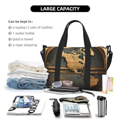 Ancient World Globe Print Hand Travel Bag,Gym Bag,Weekend Travel Overnight Bag,Tote Bag Sports Bag For Women Men4