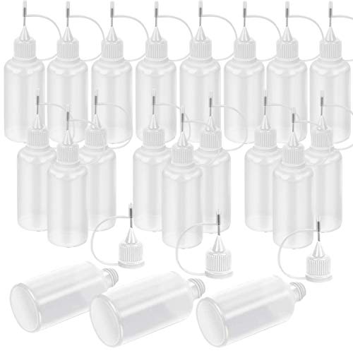 20 Pcs Precision Tip Applicator Bottle, Empty Applicator Glue Bottle for Small Gluing Projects, Paper Quilling DIY Craft, Acrylic Painting, 30ml /1 Ounce