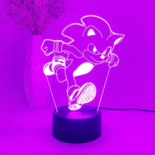 Windgro Anime 3D Night Light Sonic The Hedgehog Two 3D Illusion Night Light 16 Colors With Remote Control Table Lamp Kids Bedroom Decorations Stuff Creative Gift For Boys Girls #TOP5