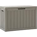 YITAHOME 45 Gallon Deck Box, Outdoor Storage Box for Patio Cushions, Outdoor Tools, Gardening Tools, Sports Equipment, and Throw Pillows, Lockable and Waterproof, Brown