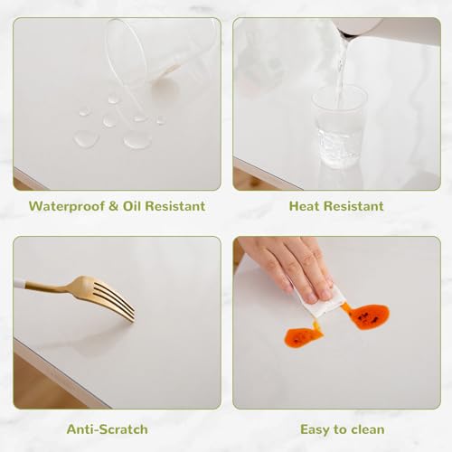 Image of 30 x 54 Inch Clear Table Cover Protector, 1.5mm Thick Plastic Table Cover, Vinyl Table Protector, Desk Mat For Desks
