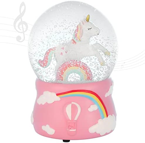 Unicorn Snow Globes for Kids, Wind Up Snow Globe for Girls, 100MM Musical Snowglobe for Adults, New Year Valentines Gifts for Women Her Mom Christmas Birthday Baby Shower