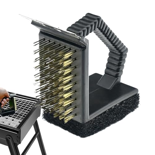 Cepillo de limpieza para parrilla – Limpiador de barbacoa al aire libre, herramienta raspador de alambre de cobre con ángulo recto para cocina exterior, parrilla y ahumadero, horno, freidora, cocina