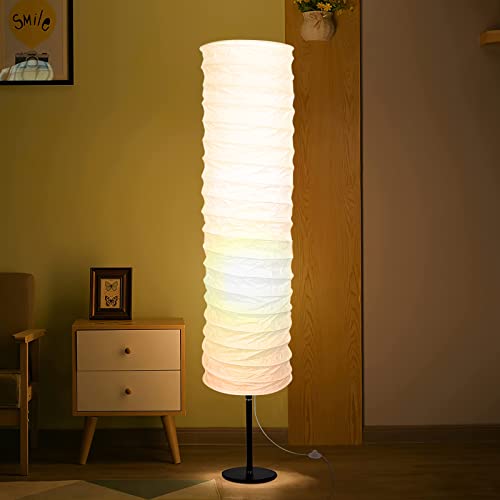 Minkissy Paper Lampshade Nordic Style Paper Floor Lampshade Japanese Light Cover Nordic Style Lamp Shades for Floor Light Living Room Bedroom Decor 100x20cm