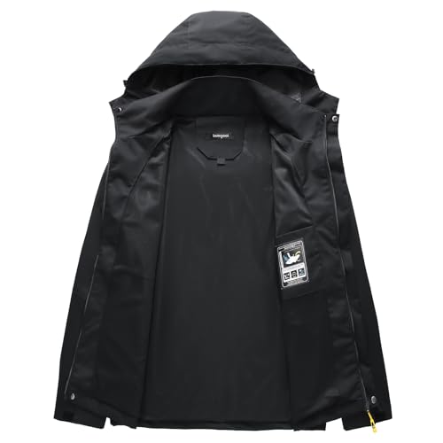 Image of Lamgool Waterproof Jackets for Men Lightweight Rain Jacket Hooded Raincoat Zip Windbreaker for Running Hiking Travel