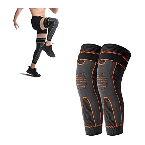 WANWEN Tourmaline Acupressure Self-Heating Shaping Knee Sleeve, Mugwort Acupressure Shaping Knee Pads, Wormwood Self-Heating Knee Pads, for Relieve Varicose Veins, Eliminates Leg Swelling (orange,M) Cover