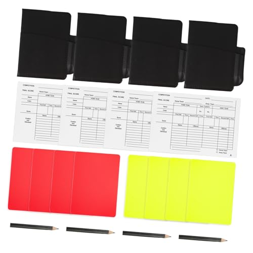 BRIGHTFUFU Match Essential Soccer Referee Kit Red Yellow Cards Score Book Pencil Training Tools