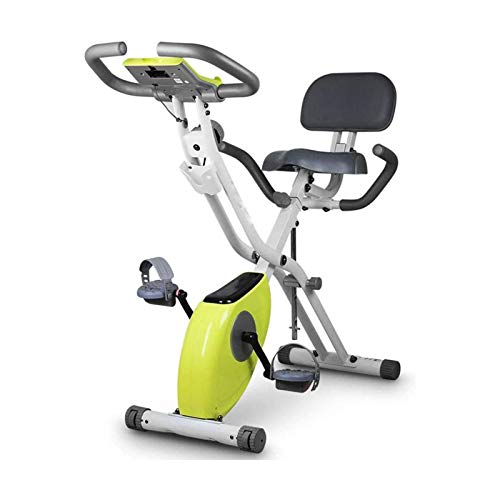 Image of Bike Exercise Bike Collapsible /Folding Cardio Exercise Bike LCD Monitor Home /Gym Strengthen Muscle Training (Green)