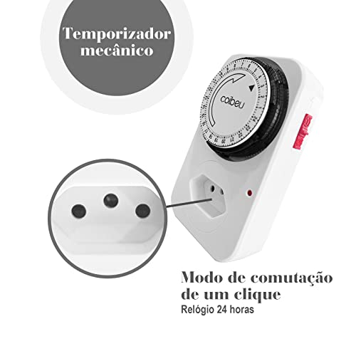 Temporizador Mecânico Tomada, Timer Analógico, Bivolt, Seguro e Inteligente, Desconexão Automática,