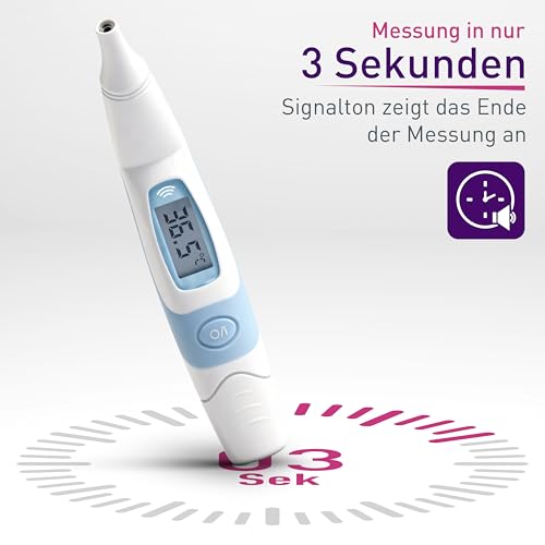 scala SC 8172 Infrarot Ohrthermometer – Digitales Fieberthermometer für Kinder & Erwachsene – 3 Sek. Messzeit, akustischer Fieberalarm & Speicher für 9 Messwerte