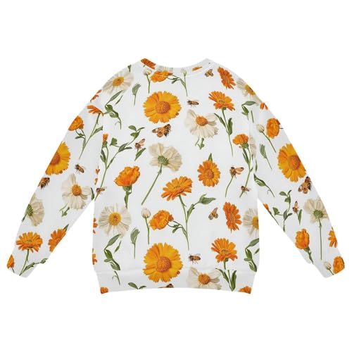 JUNZAN Rustic Calendula White Little Boys Hooded Sweatshirt Crewneck Sweatshirt With Hoodie Athletic 4T2