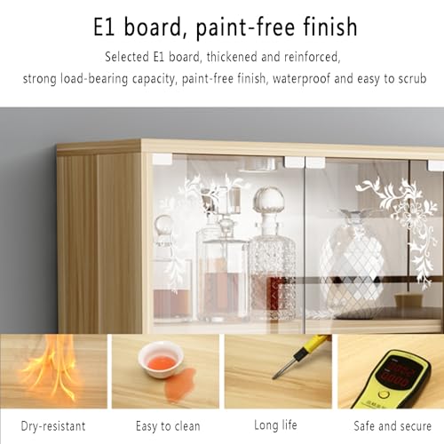 Armoire murale en teck à 3 niveaux : rangement vitré compact avec lumière
