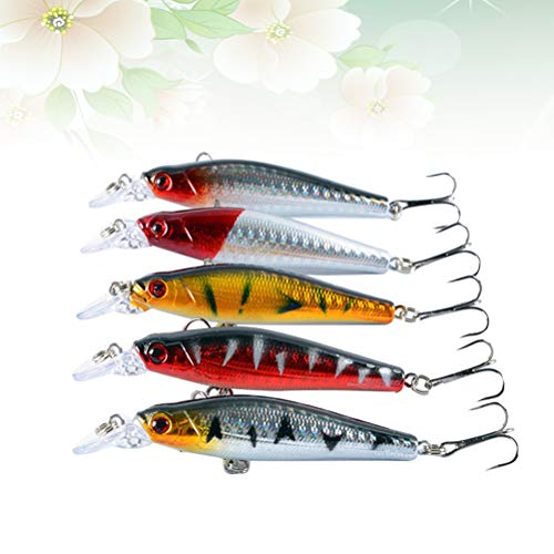 Lioobo 5 iscas de pesca de plástico artificiais flutuantes iscas do mar profundo