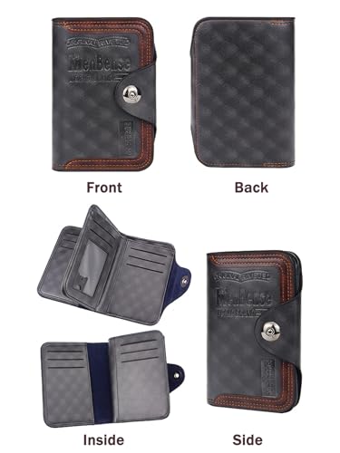 Men's Wallet Short European & American Style Business Bag with Large Capacity Magnetic Buckle 3 Fold Design and Money Clip2