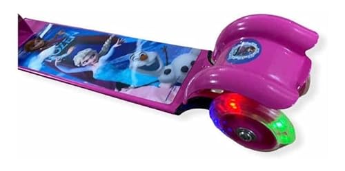 Patinete Frozen Infantil Menina 3 Rodas Freio Buzina Led